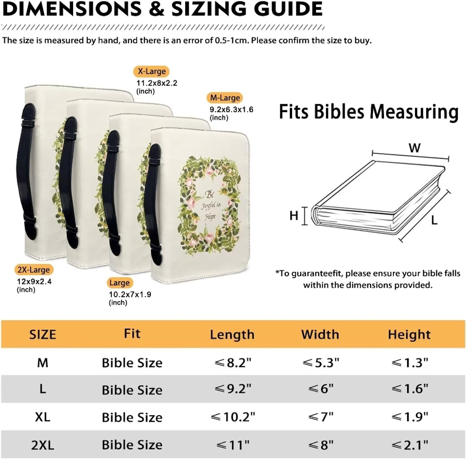 Flower Bud Bible Cover for Women with Durable Handle PU Leather Bible Carrying Case for Teen Girls Large Size Multi-Functional Organizer for Church Office Camping Shopping 2XL