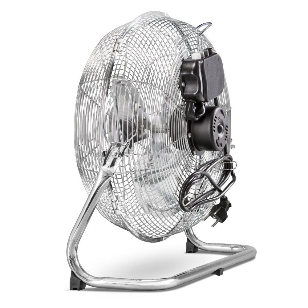 TROTEC Bodenventilator TVM 14 – 44 Watt, Neigungswinkel 100°, 3 Stufen, Ø 35 cm, kippfester Stand, leise, Silber