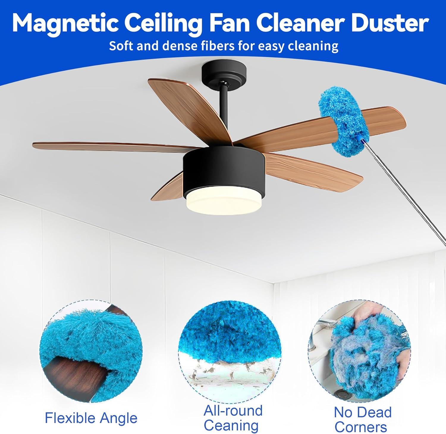 Dusters for Cleaning, Duster with Extens Pole 1 Kit, Ceiling Fan