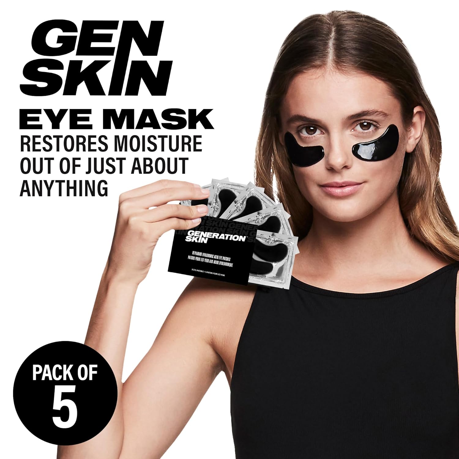 Generation Skin Eye Patches for Dark Circles and Puffiness, Under Eye Mask with Hyaluronic Acid, Vegan and Cruelty-Free Under Eye Patches, Hyaluronic Acid Eye Masks, 5-Pack - Image 2