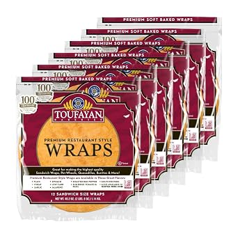 Toufayan Sundried Tomato 12 Sandwich Tortilla Wraps | Wholesale Bulk Foodservice Flatbread Soft, Flexible Tortillas for Wraps, Burritos & Catering 6 Pack