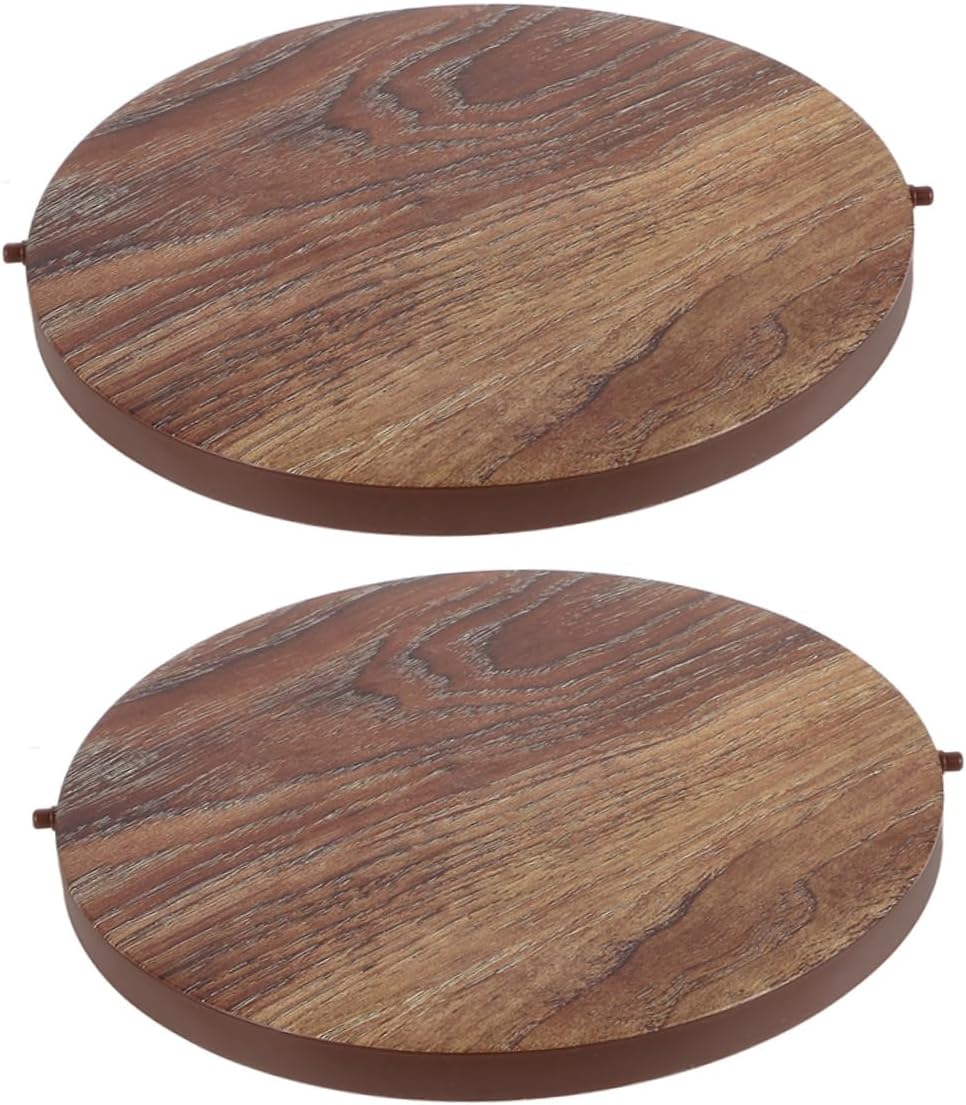 2Pcs Plastic Trash Can Lids, Wood Grain Waste Bin Covers for Home