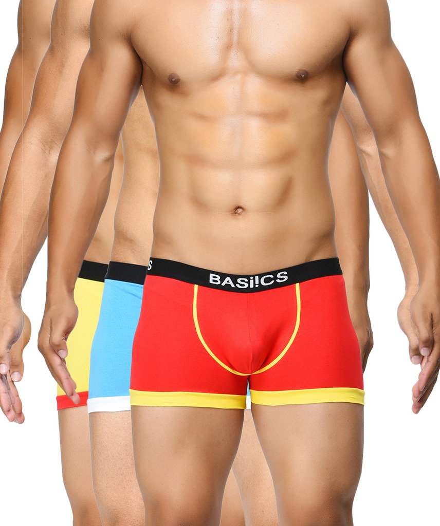 BASIICSby La Intimo Men's Bold Micro Sport Trunk Underwear (Pack of 3)