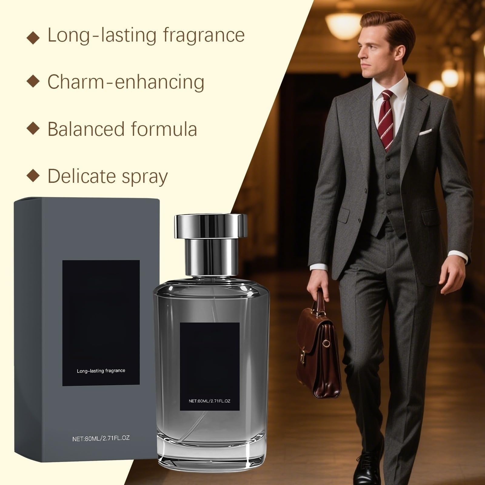 Perfumy dla mężczyzn, rozpylacz podróżny 80 ml, długa żywotność, kompaktowa butelka na dzień i noc, elegancka mieszanka na randkę i wesele, akcesoria do pielęgnacji