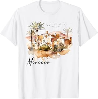 Travel Morocco Map Marrakesh Casablanca Tanjier Fes Vacation T-Shirt