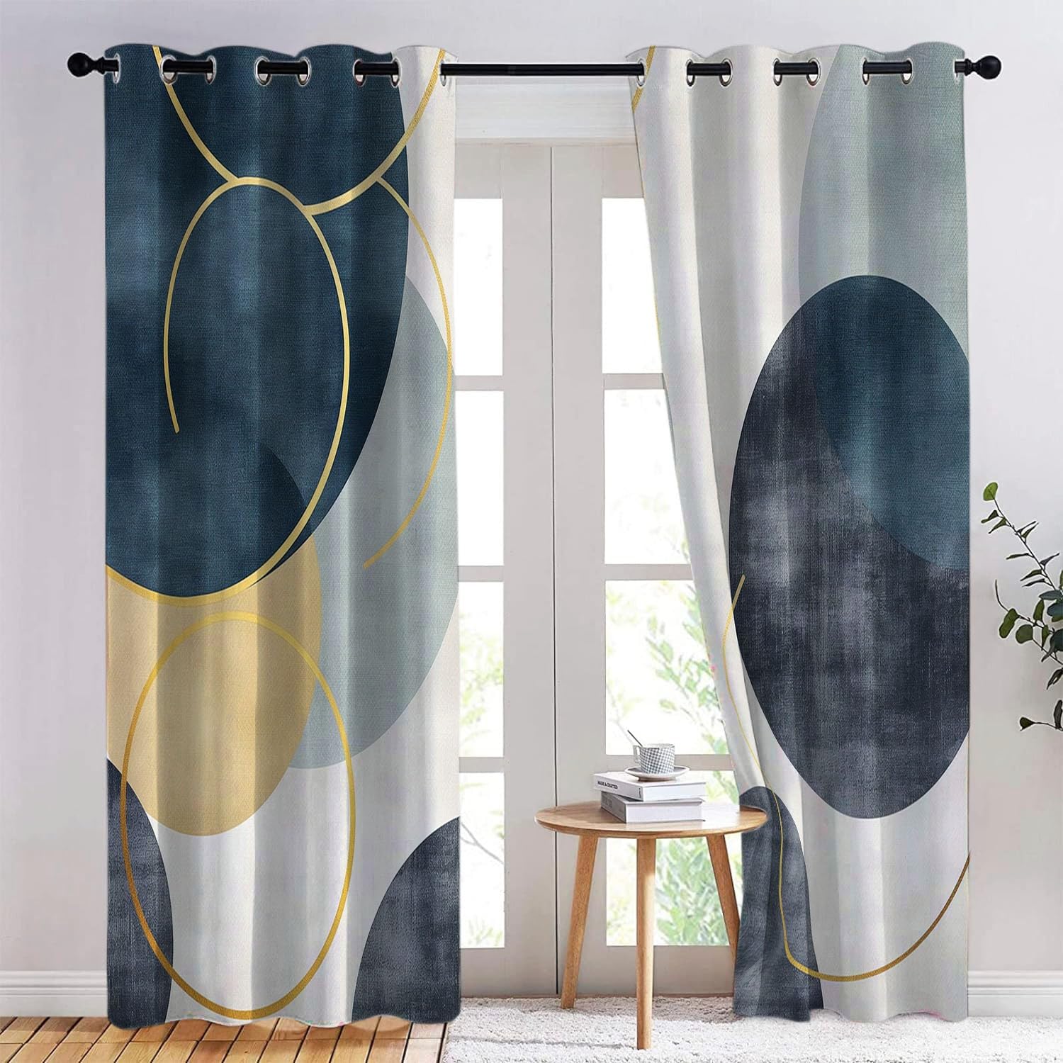 Lot de 2 Rideaux Occultants Enfants Motifs Géométriques Abstraits, Rideaux à Oeillets Isolation Thermique pour Chambre Salon Maison Bureau Cuisine Décoration L140 x H225 cm