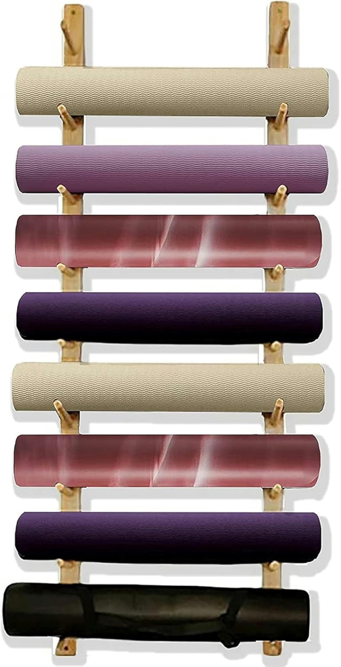 Porte-serviettes et support de tapis de yoga mural en bois premium