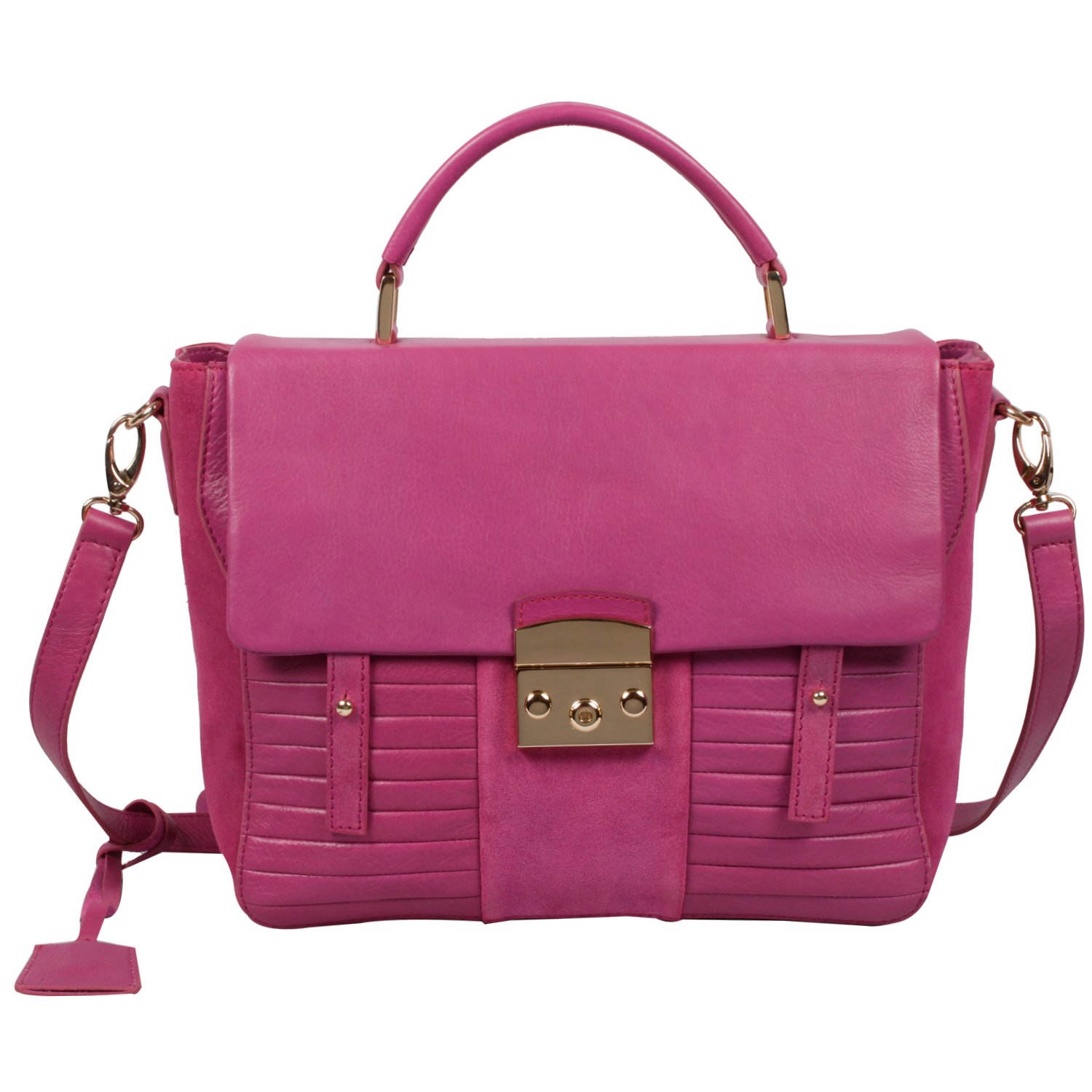 RI2K Kingsland Pink Orchid Genuine Leather Satchel Bag