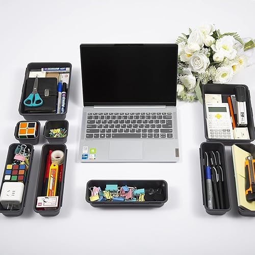 Miniatura 8 de Kutesna Organizador de cajones de escritorio entrelazado con 25 piezas con 4 tamaños para oficina, baño, cocina, maquillaje, herramientas