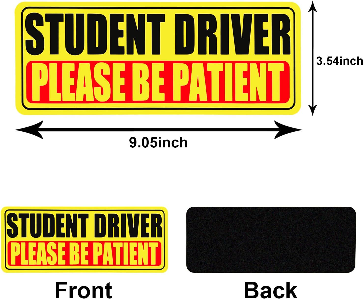 Student Driver Magnet for Car, 3 Pack Please Be Patient New Student Driver Sticker Safety Warning Reflective Signs, Reusable Magnetic Reflective Rookie Drivers Bumper Sticker