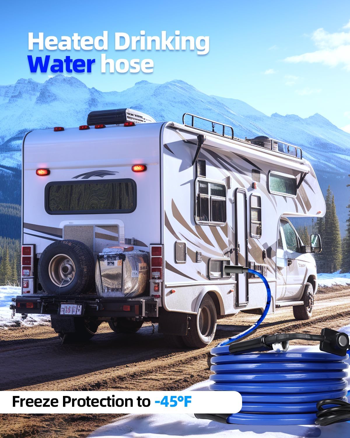 MIROZO 15FT RV Heated Water Hose,-40 ℉ Freeze Protection Heated Drinking Water Hose with Energy-Saving Thermostat,for RV,Garden,Home,Camper