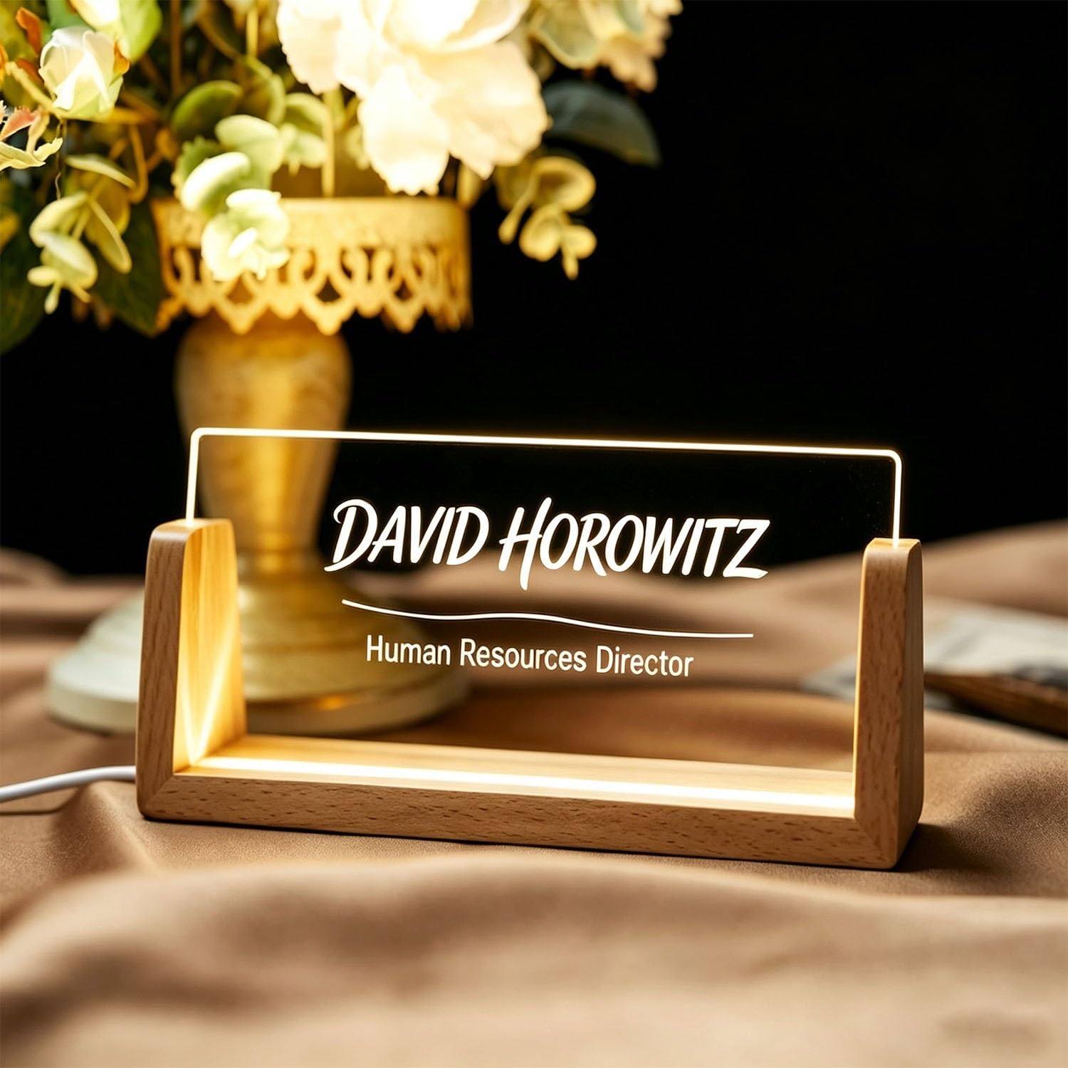 Personalized LED Acrylic Desk Nameplate, Employee Appreciation Gift