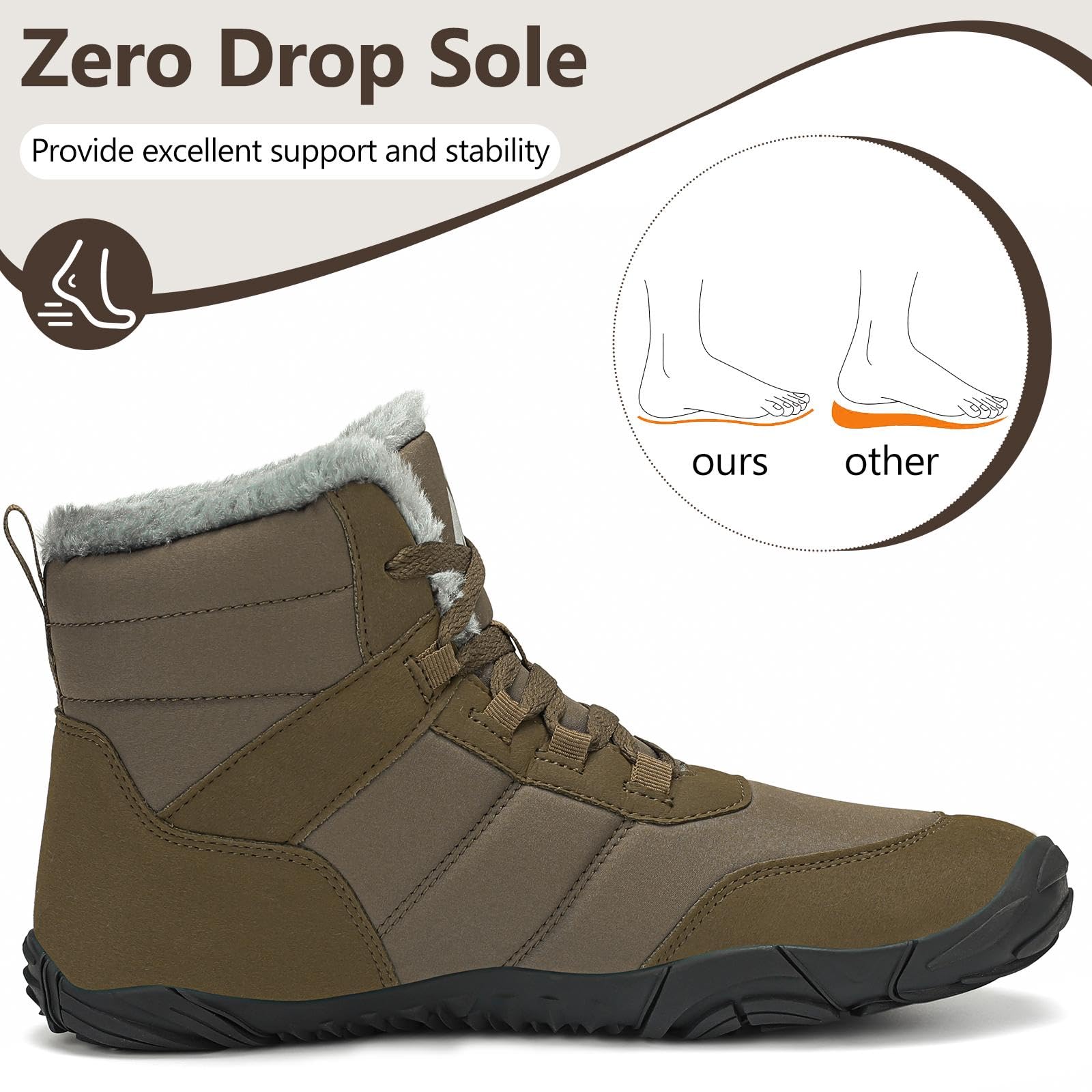Mishansha Stivali Barefoot Invernali con Pianta Larga - Caldi Comode Antiscivolo, Unisex-Adulto