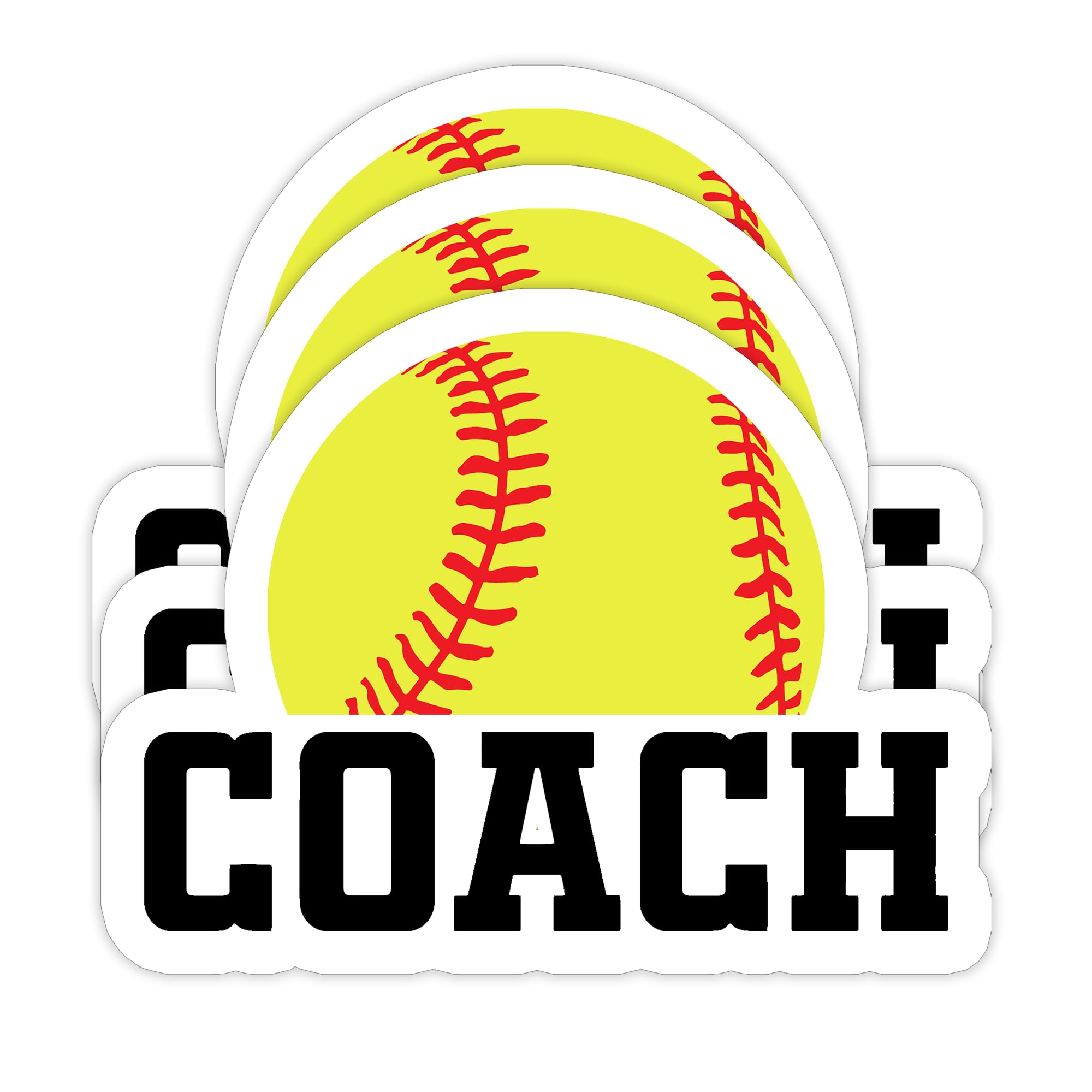 (3PCS) Coach Softball Sticker – Waterproof Vinyl Decal for Books, Laptops, Phones, Tumblers, Water Bottles, Sports Sticker for Coaches - 3" x 2.3".