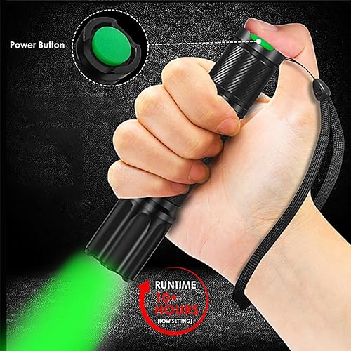 Miniatura 4 de UltraFire Linterna LED de caza de 382 yardas de luz verde, luz depredadora de 520 nm-540 nm de largo alcance, linterna táctica verde con montaje en