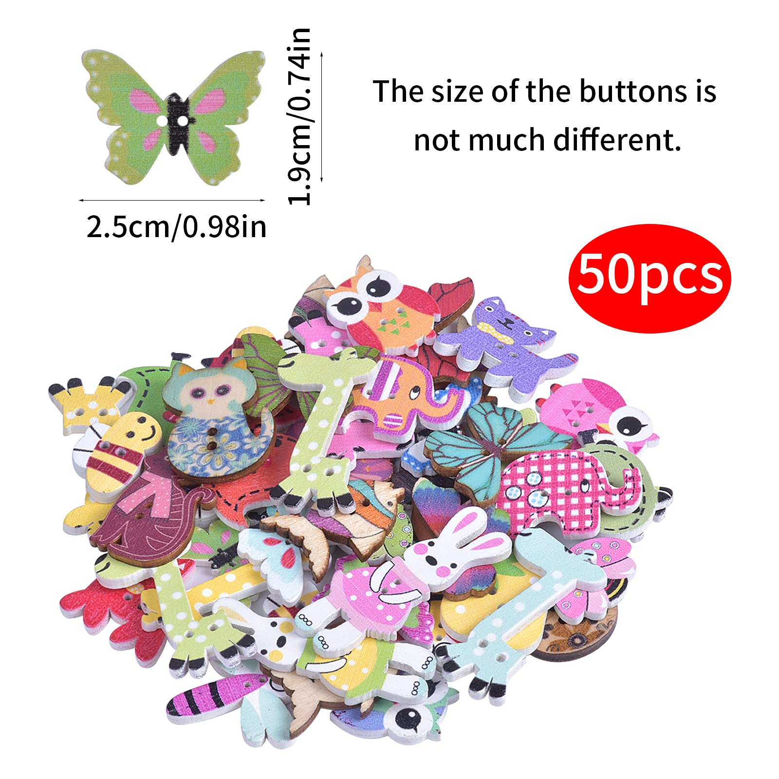 Wooden Butterfly 50pcs Assorted Colorful Butterfly Wooden Buttons Randomly Mixed Sewing... Mixed Buttons For Crafts