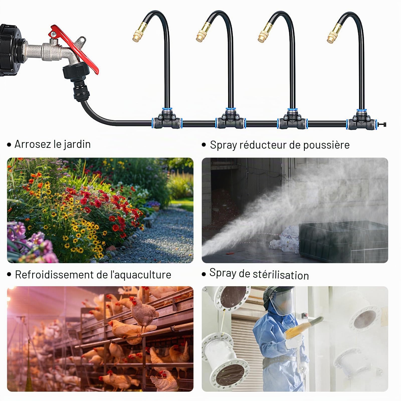 15M Systeme Irrigation Jardin, Kit de Système d'irrigation avec 15 Buses Réglables, Arrosage Automatique de Jardin, Arroseur 360° Réglable, Arrosage Goutte à Goutte pour Jardin, Cour, Pelouse, Serre