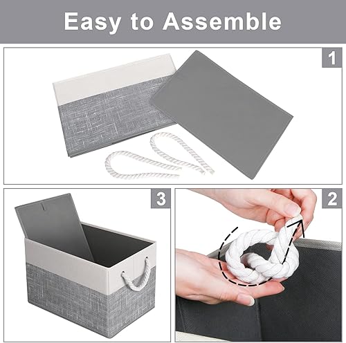 Vista 80 de Fab totes Contenedores de almacenamiento [paquete de 3], cestas de almacenamiento plegables para organizar juguetes, libros, estantes, armario, caja