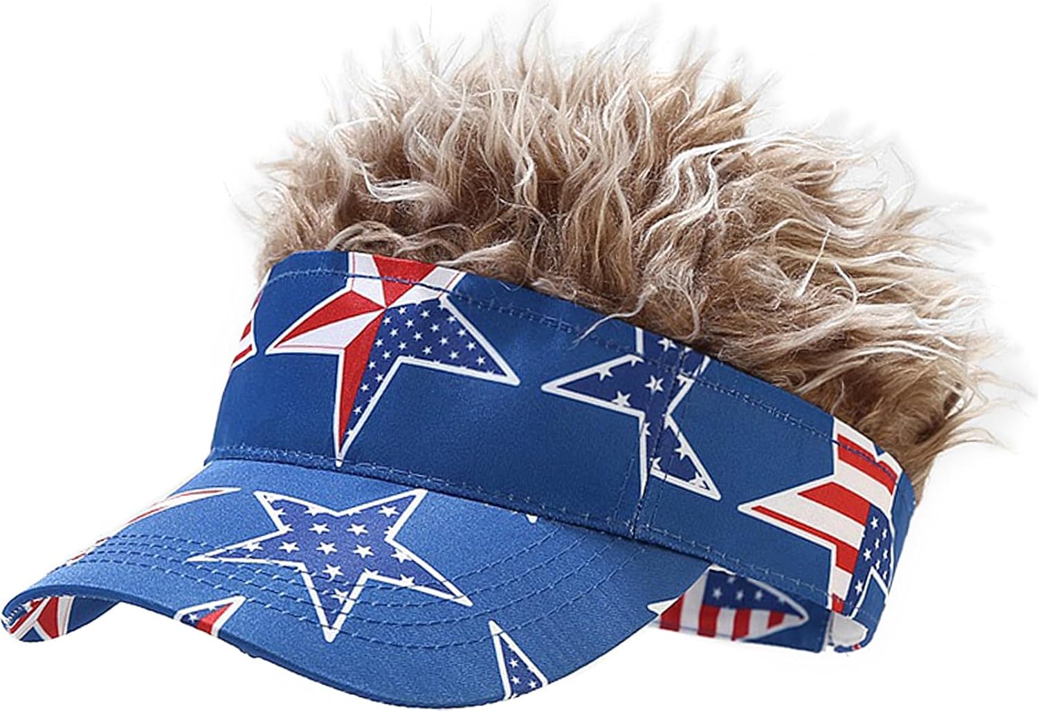 Mens Visor Cap Wig Spiked Adjustable Baseball Cap Golf Hats