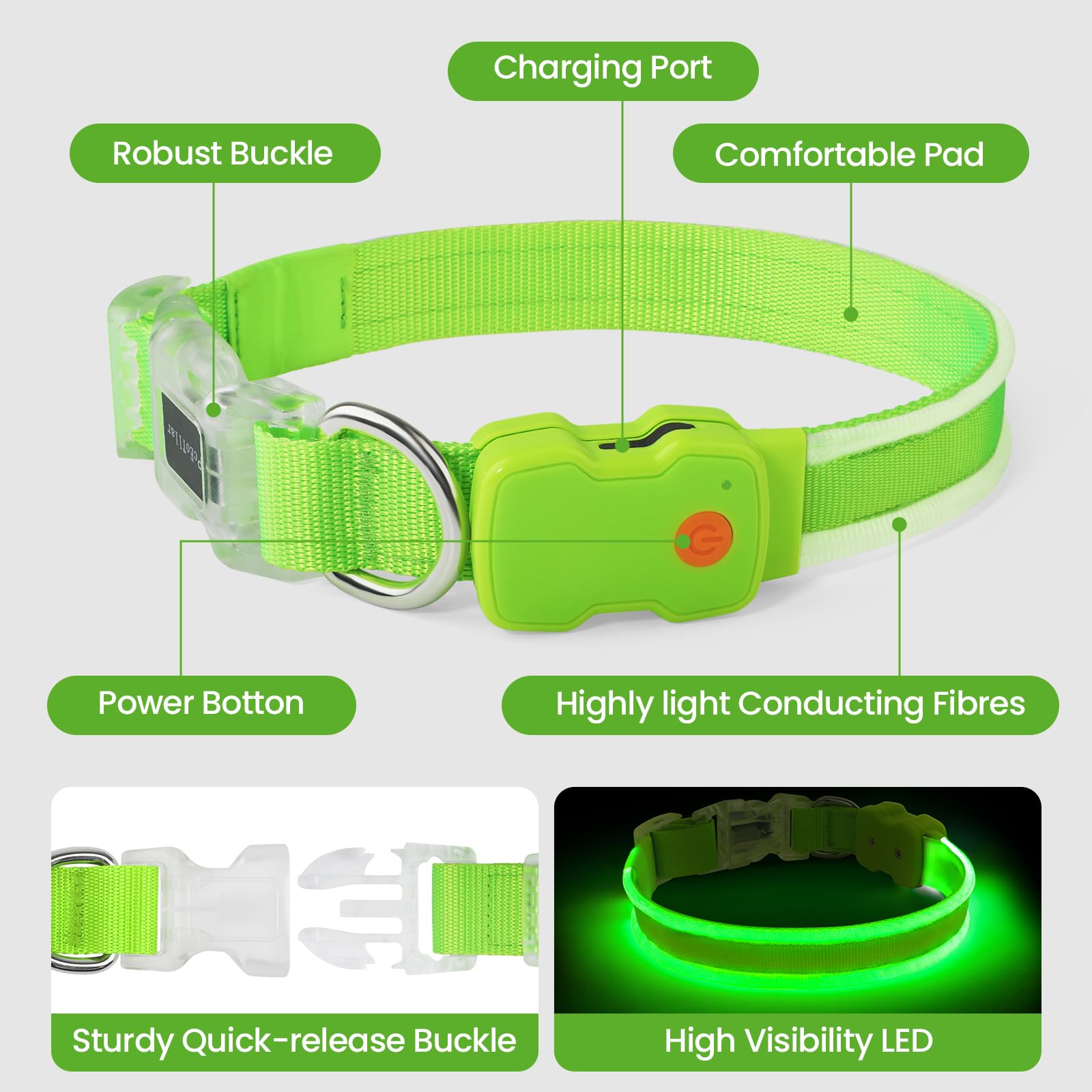 MASBRILL Lichtgevende hondenhalsband, 3 modi
