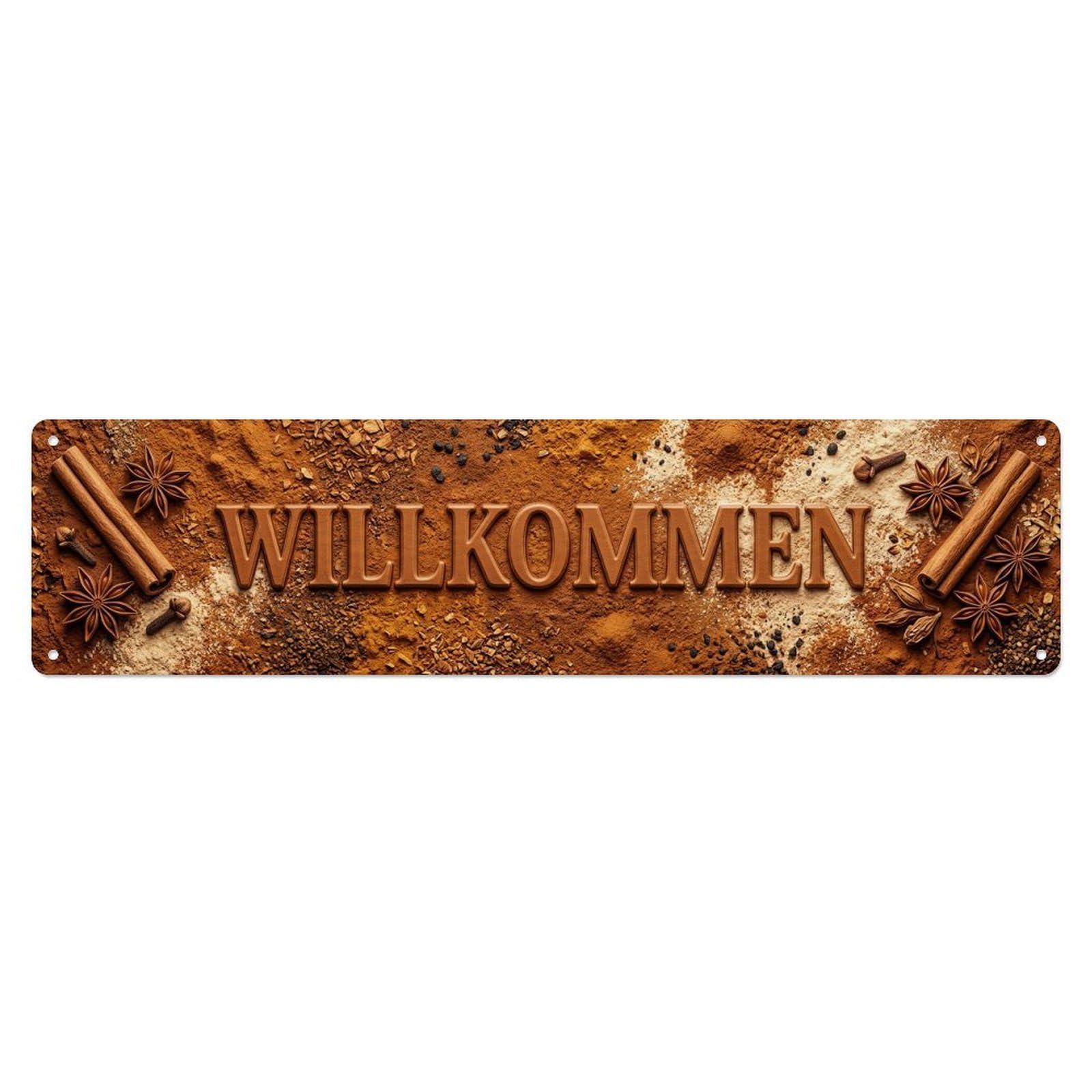 Cinnamon Brown Spice Warm Welcome Metal Tin Sign