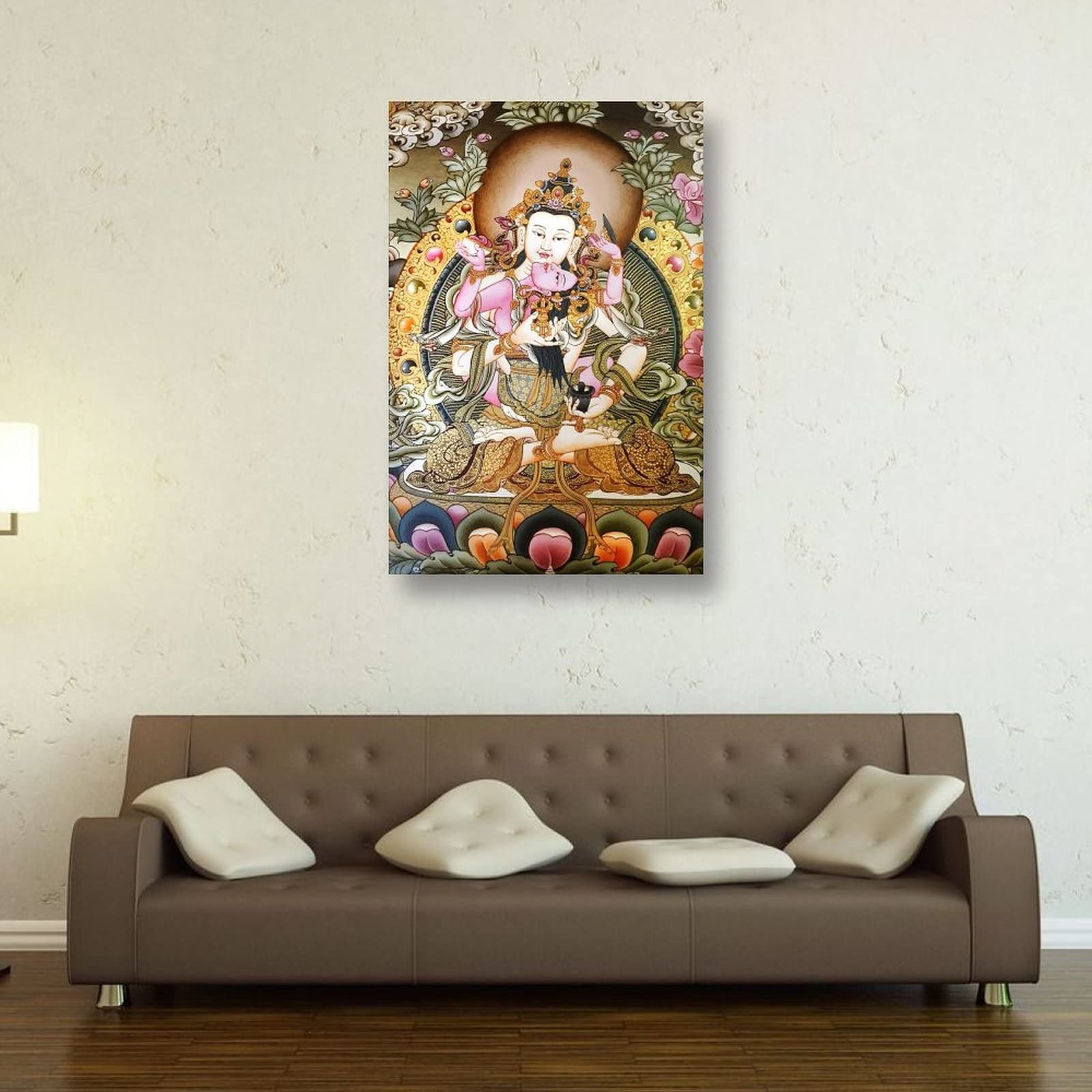 Poster da parete con Buddha Bodhisattva di Thanka, buddismo, religione, meditazione, regalo, decorazione per la casa, poster su tela, 60 x 90 cm