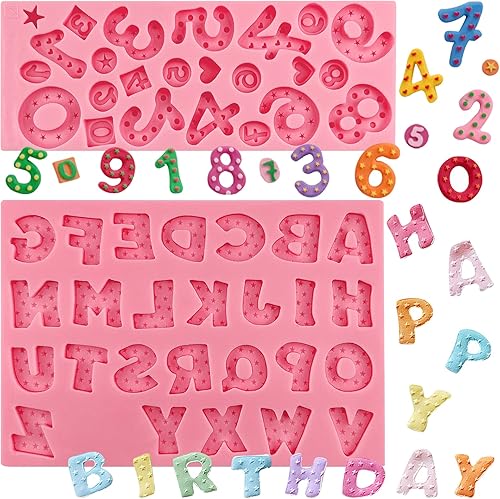 Lindos moldes de fondant del alfabeto, moldes de silicona con números de chocolate, decoración de pasteles de feliz cumpleaños, herramientas para
