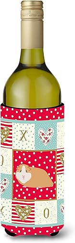 Miniatura 1 de Caroline's Treasures CK5427LITERK - Abrazador de botella de vino con diseño de conejillo de indias americano, funda enfriadora de botellas rojas,