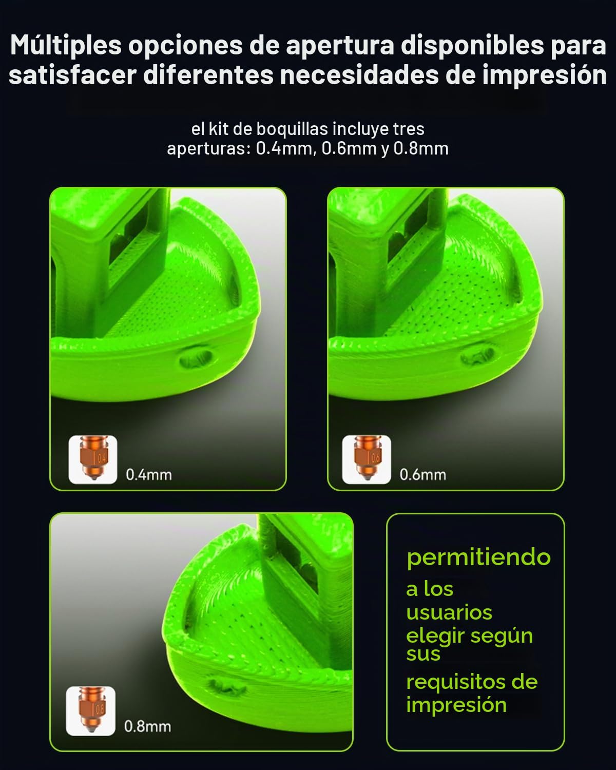 Boquilla oficial Creality K2 Plus, kit de repuesto de boquillas para hotend Creality Hi Combo con aleación de titanio, aleación de cobre y acero endurecido, para K2 Combo (0,4 0,6 0,8 mm, 4 unidades)