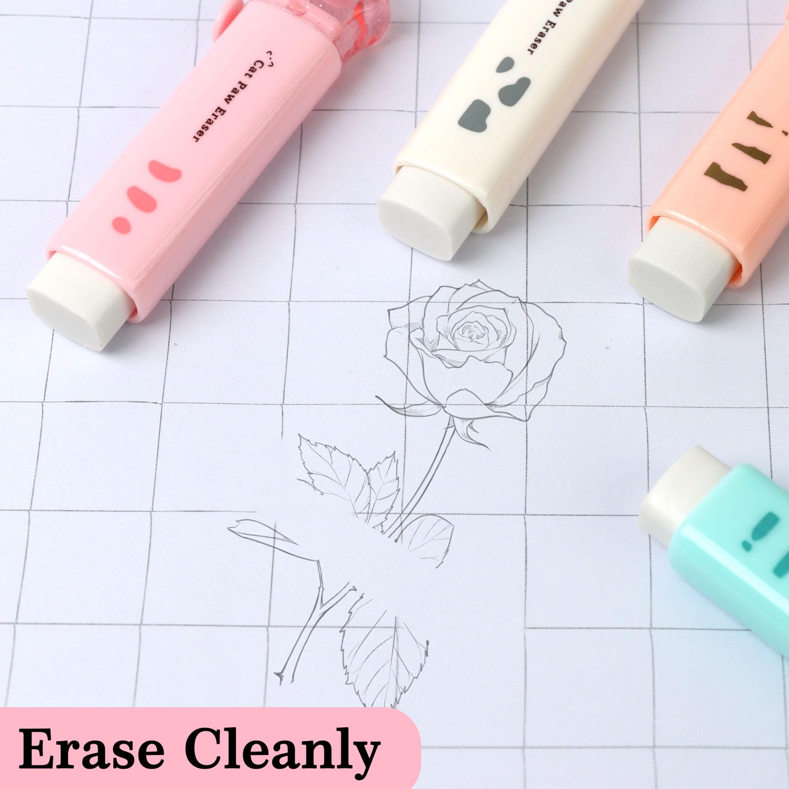 4 Gomme Cancellabili Kawaii Con Zampe Di Gatto - Gomma 2B Retrattile Profumata Per Scuola E Ufficio