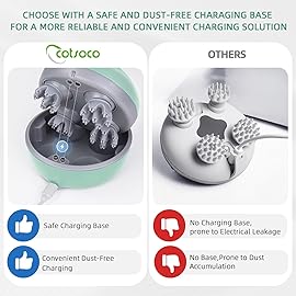 cotsoco Electric Scalp Head Massager, Scalp Hair Massage Waterproof Head Massager with 4 Heads 84 Nodes for Hair Growth and Stress Release Massage Green