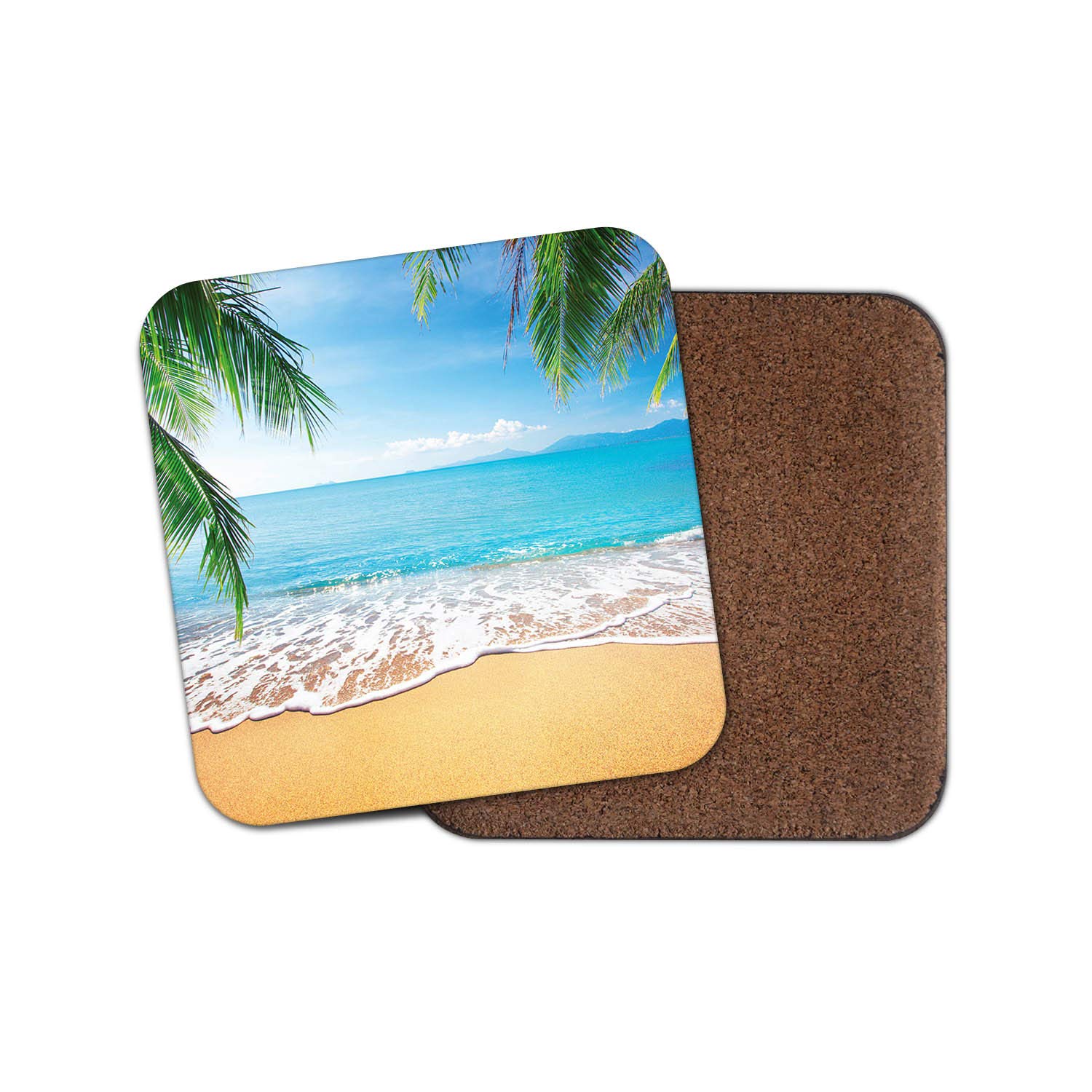 1 x Tropical Beach Drinks Coaster - Sand Sun Holiday Palm Tree Fun #8557