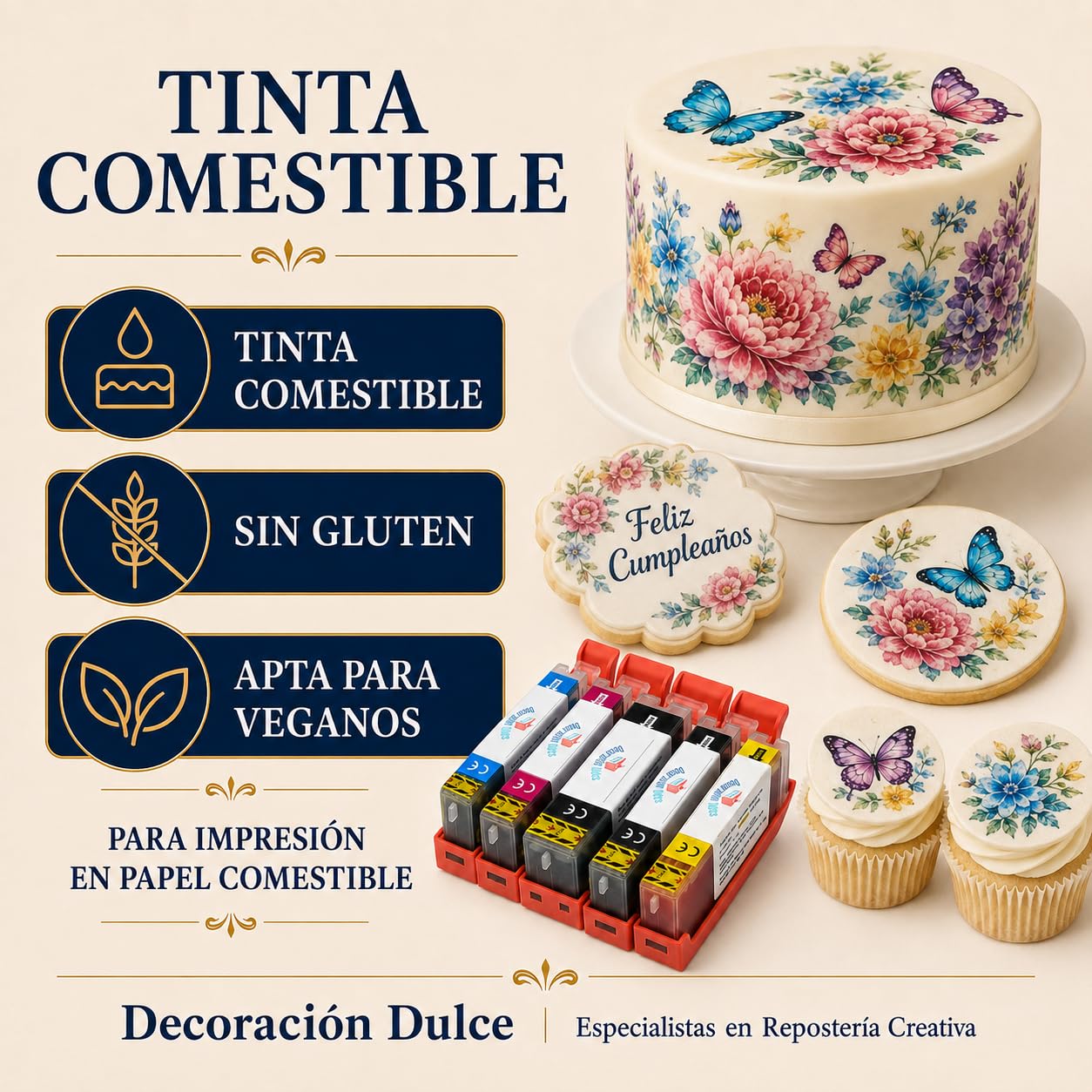 5 X Cartuchos Comestibles compatibles con Canon PGI-580 Y CLi-581. La Tinta Comestible no Contiene Gluten. Comprobar compatibilidades Antes de Comprar