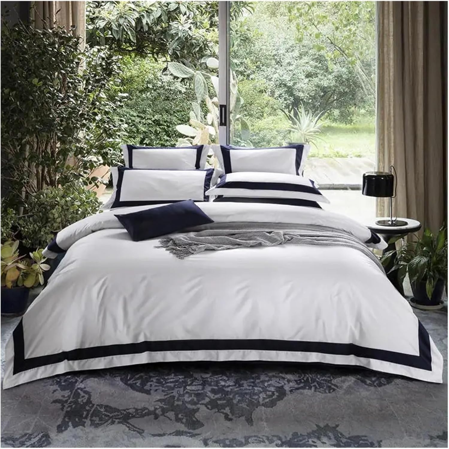 Premium 100% Cotton White Bedding Set Luxury Queen King California US Size Duvet Cover Bed Sheet Fitted Sheet Pillowcases,Bed