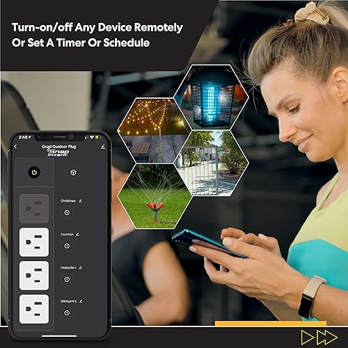 Miniatura 2 de Regleta de Alimentación Inteligente para Exteriores de Servicio Pesado, Enchufe WiFi con Toma Resistente al Agua, Cable de Extensión de Alimentación