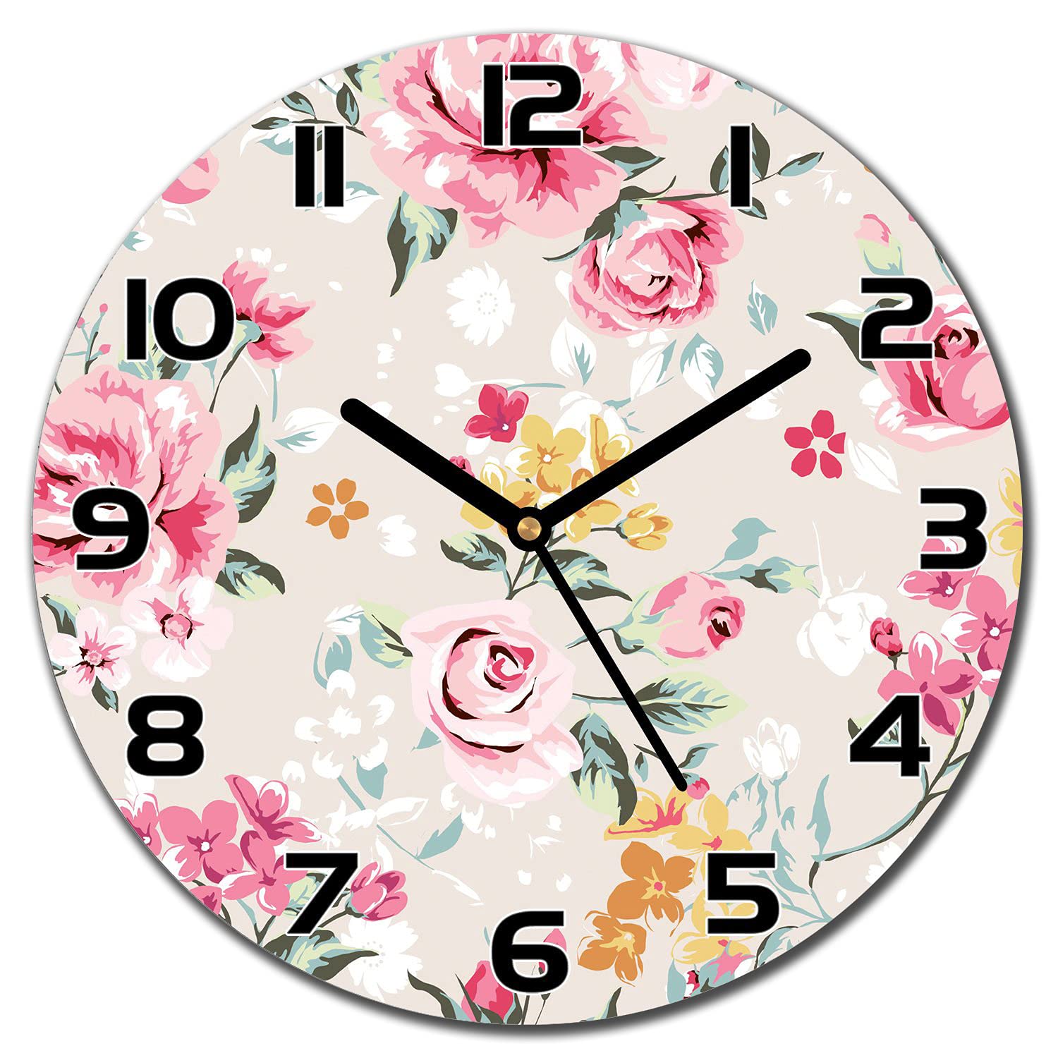 Horloge en verre 30 cm Vibes Resesflowers pour une cuisine chic