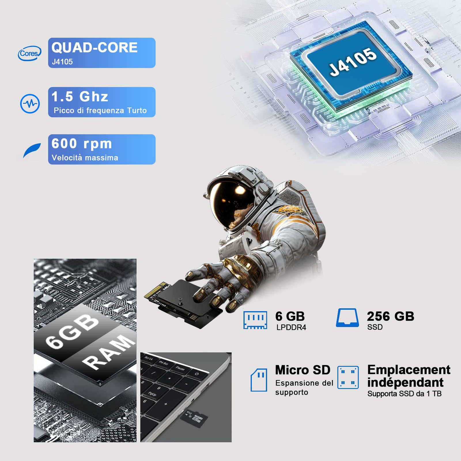 bvate PC Portatile 14 Win 11 Notebook 256 GB ROM Supporta l'espansione
