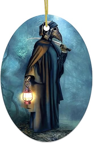 Adornos de Navidad con temática de terror y Halloween (adorno de la parca del doctor de la peste (óvalo))