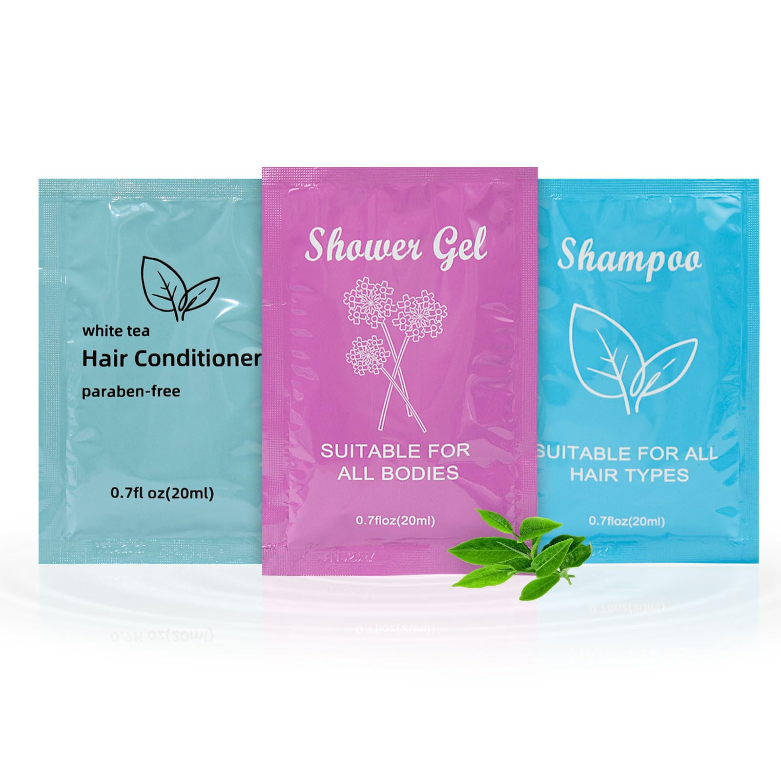 Body Wash Shampoo Conditioner Set Travel 0.7fl Oz,Travel Size Shower Gel Set,Shampoo and Conditioner Travel Bulk,Hotel Supplies Bulk Hygiene Kits for Homeless Guests Hotel (100)