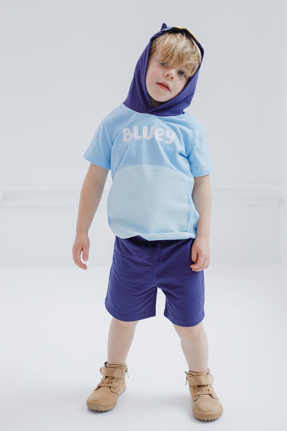 Bluey Hooded Cosplay T-Shirt and French Terry Shorts Outfit Set Toddler to Little Kid - Image 4