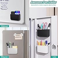 Vista 6 de Magnetic Remote Control Holder Wall Mount, 2 Pack TV Remote Holder Wall Mount, Magnetic Pen Holders for Refrigerator, Whiteboard Marker, Locker Negro