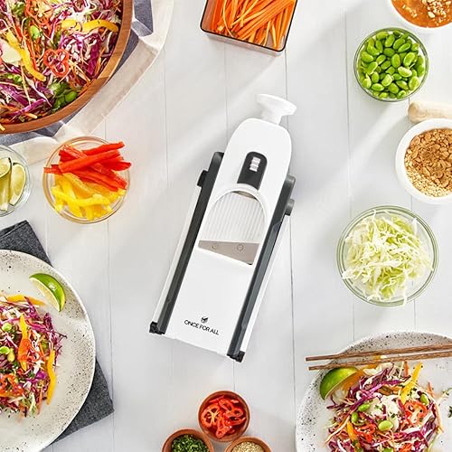 Miniatura 4 de ONCE FOR ALL - Mandolina segura y mejorada plus, picador ajustable de alimentos y verduras, cortador de papas fritas, hoja desmontable, utensilio