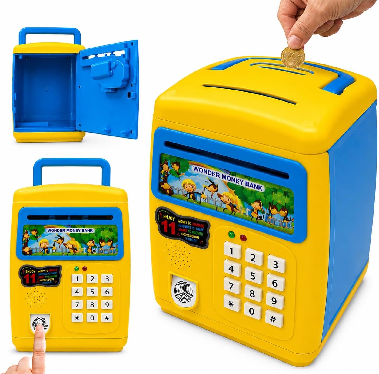 Umadiya Smart Sensor ATM Savings Money Bank with Electronic Lock - Premium Piggy Bank for Kids with Finger Print for Kids, Multi