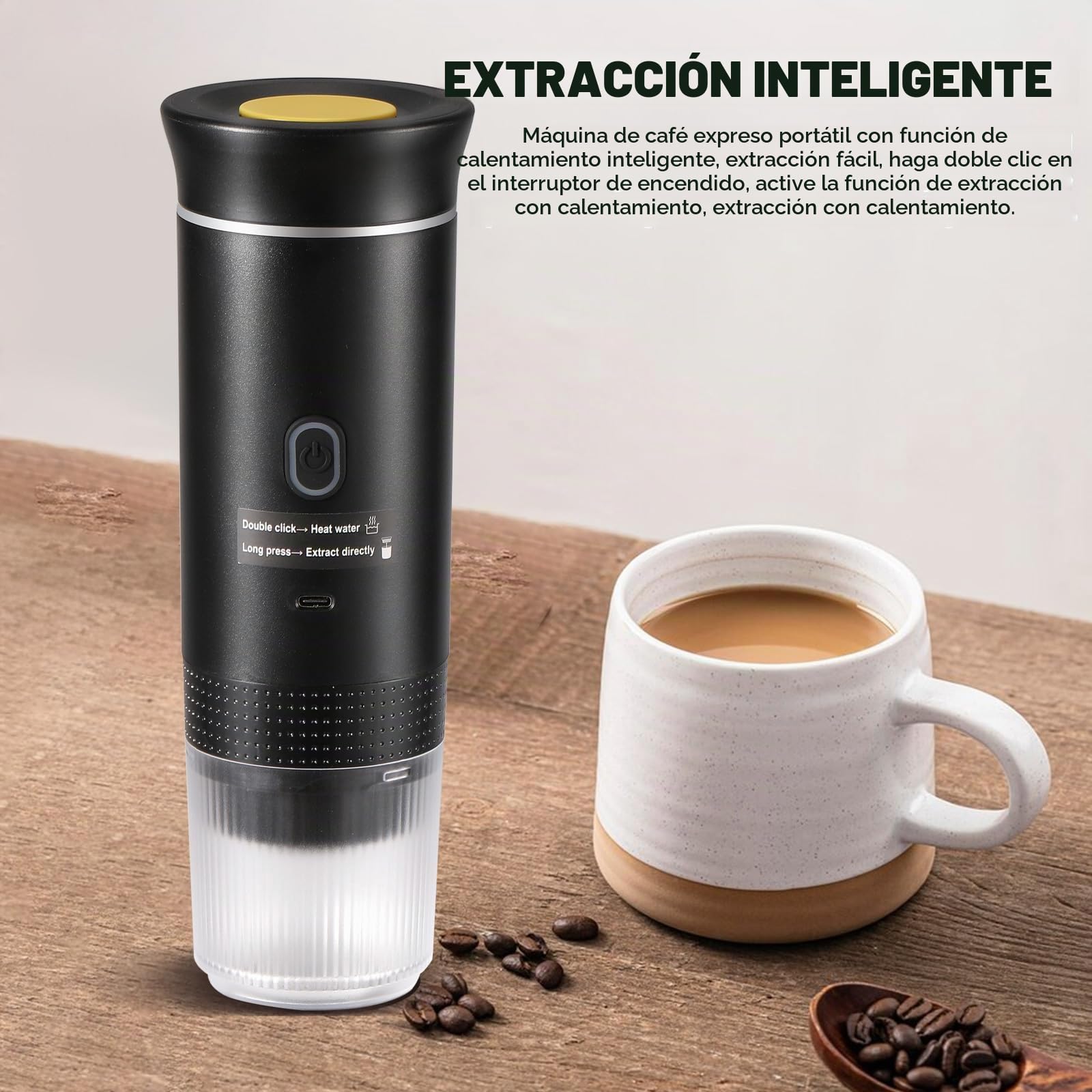 Máquina de café portátil expreso, calefacción eléctrica de viaje para 12 V coche y camping, cápsulas para cafetera