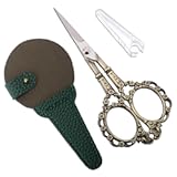 Knitting Scissors with Case, Crochet Scissors Threading Sewing Shears for Embroidery Craft Artwork Needlepoint, Bronze Little Snips