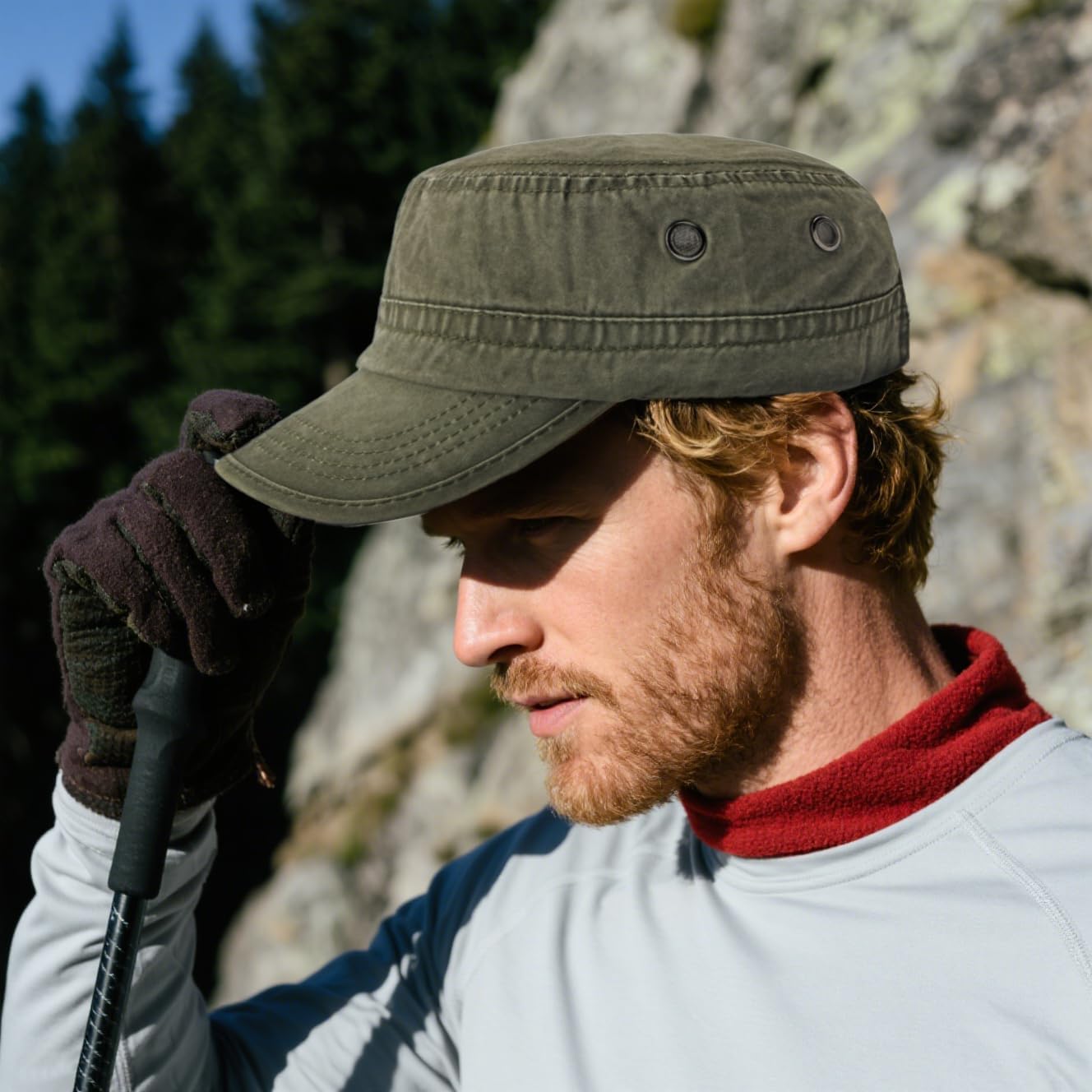 2 Pack Cadet Army Caps Cotton Military Style Patrol Hats Adjustable Veteran Flat Top Hat - Image 3