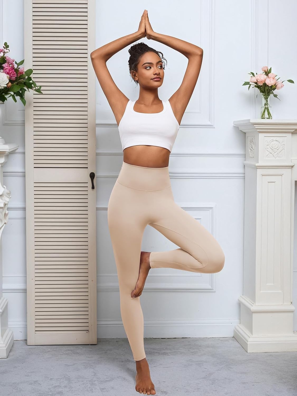 QIANXIZHAN Women's High Waisted Leggings, Thick Yoga Pants Soft Elastic Tummy Control for Workout Athletic - Image 9