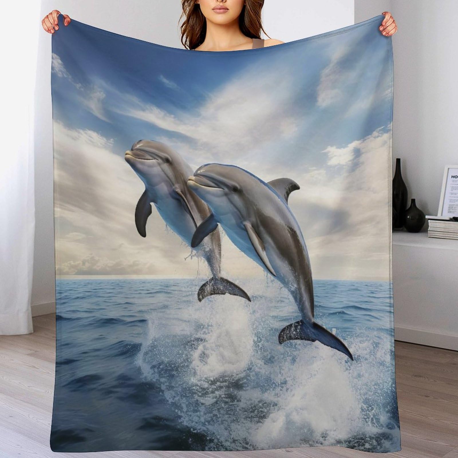 Plaid canapé dauphin grande taille 180x200 contre les soirées fraîches