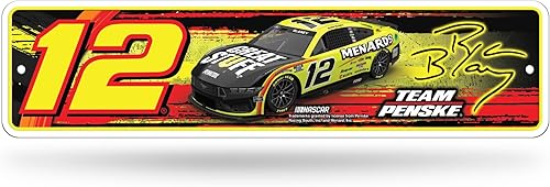 Rico Industries NASCAR Racing Ryan Blaney N° 12 Plaque de rue en métal 10,2 x 38