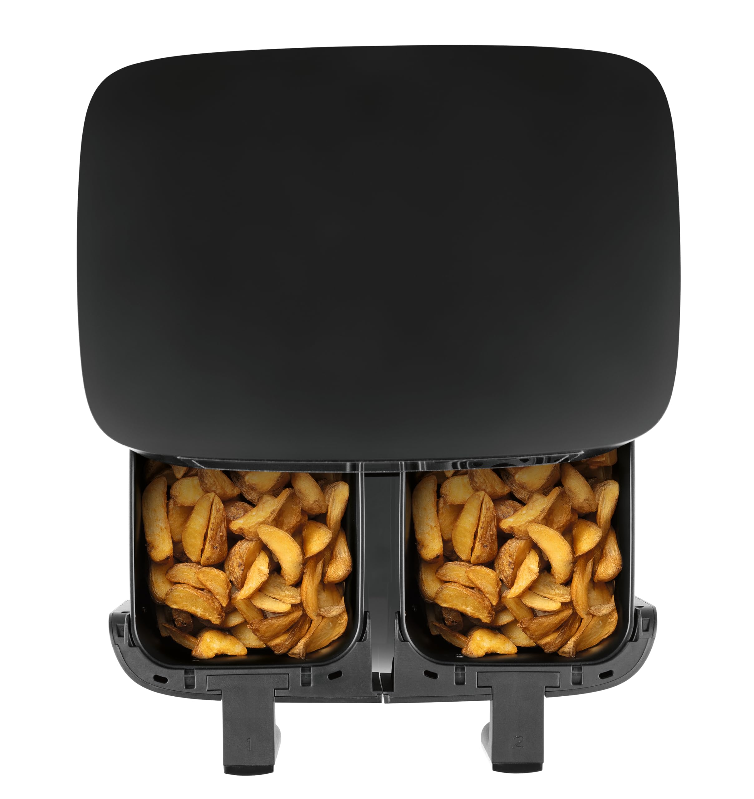 GOURMETmaxx freidora de aire caliente de doble cámara - 2 x 4 L | Synchro-Garzone Airfryer | freidora con pantalla táctil | freidora de aire caliente 2 cámaras y 10 programas | freír casi sin aceite